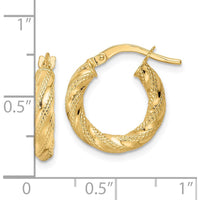 14K Yellow Gold Polished Twisted Hoop Earrings - 17mm Length by 0
