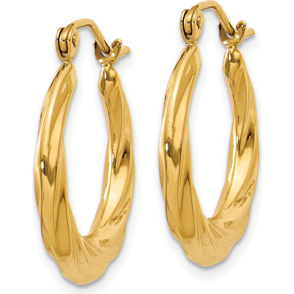 14K Yellow Gold Polished Twisted Hoop Earrings - 19.5mm Diameter by 0