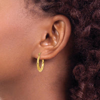 14K Yellow Gold Polished Twisted Hoop Earrings - 19.5mm Diameter by 0