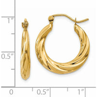14K Yellow Gold Polished Twisted Hoop Earrings - 19.5mm Diameter by 0