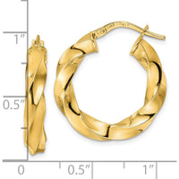 14K Yellow Gold Polished Twisted Hoop Earrings - 23.6mm Length by 0