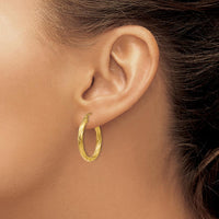 14K Yellow Gold Polished Twisted Hoop Earrings - 25mm Length, 3.25mm Thickness by 0