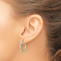 14K Yellow Gold Polished Twisted Hoop Earrings - 25mm by 0