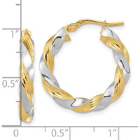 14K Yellow Gold Polished Twisted Hoop Earrings - 25mm by 0