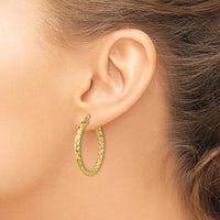 14K Yellow Gold Polished Twisted Hoop Earrings - 31.5mm Length by 0