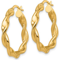 14K Yellow Gold Polished Twisted Large Hoop Earrings 29mm by 0