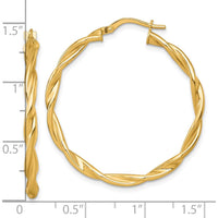 14K Yellow Gold Polished Twisted Large Hoop Earrings - 37mm Length by 0