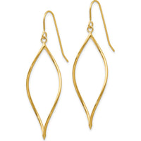 14K Yellow Gold Polished Twisted Oblong Dangle Earrings - 47mm Length by 0