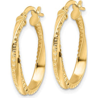14K Yellow Gold Polished Twisted Oval Hoop Earrings - 24mm Length, 19mm Width by 0