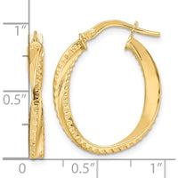 14K Yellow Gold Polished Twisted Oval Hoop Earrings - 24mm Length, 19mm Width by 0