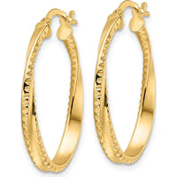 14K Yellow Gold Polished Twisted Oval Hoop Earrings - 29mm Length by 0