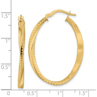 14K Yellow Gold Polished Twisted Oval Hoop Earrings - 36mm Length by 0