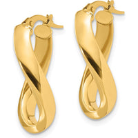 14K Yellow Gold Polished Twisted Oval Hoop Earrings - Elegant Design by 0