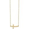 14K Yellow Gold Polished Twisted Sideways Cross Necklace - 17 Inches by 0