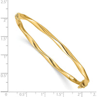 14K Yellow Gold Polished Twisted Tube Hinged Oval Bangle Bracelet - 4mm Width by Oro Pregiato