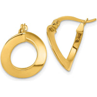 14K Yellow Gold Polished Twisted Tube Hoop Earrings - 16.5mm Length and Width by 0