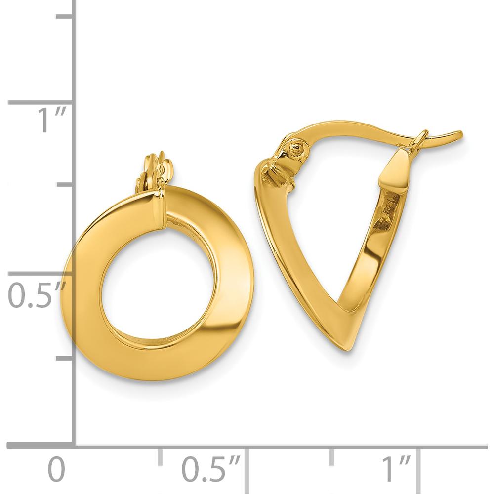 14K Yellow Gold Polished Twisted Tube Hoop Earrings - 16.5mm Length and Width by 0