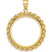 14K Yellow Gold Polished Twisted Wire Coin Bezel Pendant - Holds 1/2 oz. American Eagle Coin by Numis Coin Jewelry