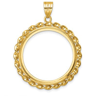 14K Yellow Gold Polished Twisted Wire Coin Bezel Pendant - Holds 1/2 oz. American Eagle Coin by Numis Coin Jewelry
