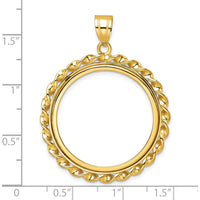 14K Yellow Gold Polished Twisted Wire Coin Bezel Pendant - Holds 1/2 oz. American Eagle Coin by Numis Coin Jewelry