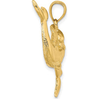 14K Yellow Gold Polished Two Dolphin Pendant Charm by Oro Pregiato