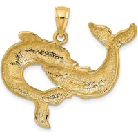 14K Yellow Gold Polished Two Dolphin Pendant Charm by Oro Pregiato