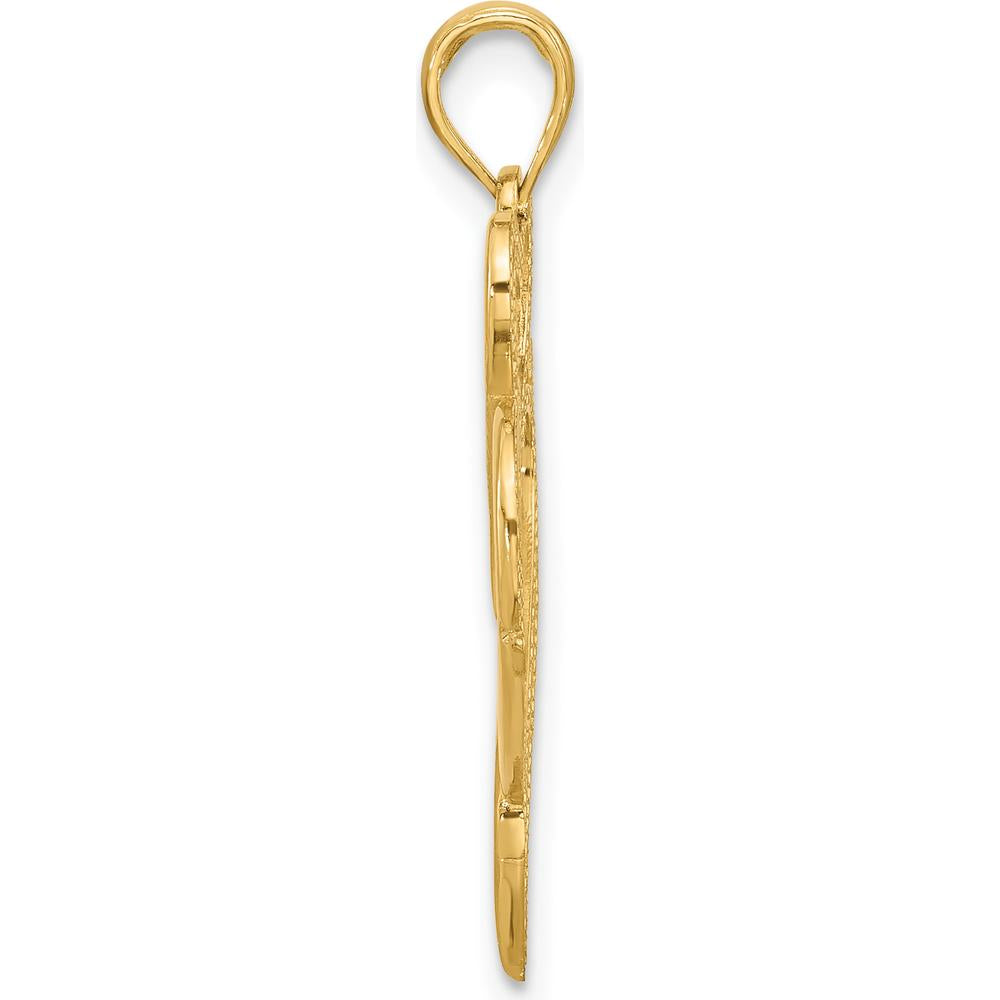 14K Yellow Gold Polished Two Heart Charm Pendant - Elegant Love Symbol by Oro Pregiato