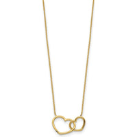 14K Yellow Gold Polished Two Interlocked Hearts Pendant Necklace - 17" by 0