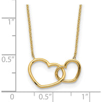 14K Yellow Gold Polished Two Interlocked Hearts Pendant Necklace - 17" by 0