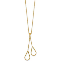 14K Yellow Gold Polished Two Teardrops Dangle 16" Y-Necklace with 2" Extender by 0
