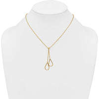 14K Yellow Gold Polished Two Teardrops Dangle 16" Y-Necklace with 2" Extender by 0