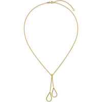 14K Yellow Gold Polished Two Teardrops Dangle 16" Y-Necklace with 2" Extender by 0