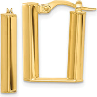 14K Yellow Gold Polished U-Shape Hoop Earrings - 21mm Length by 0