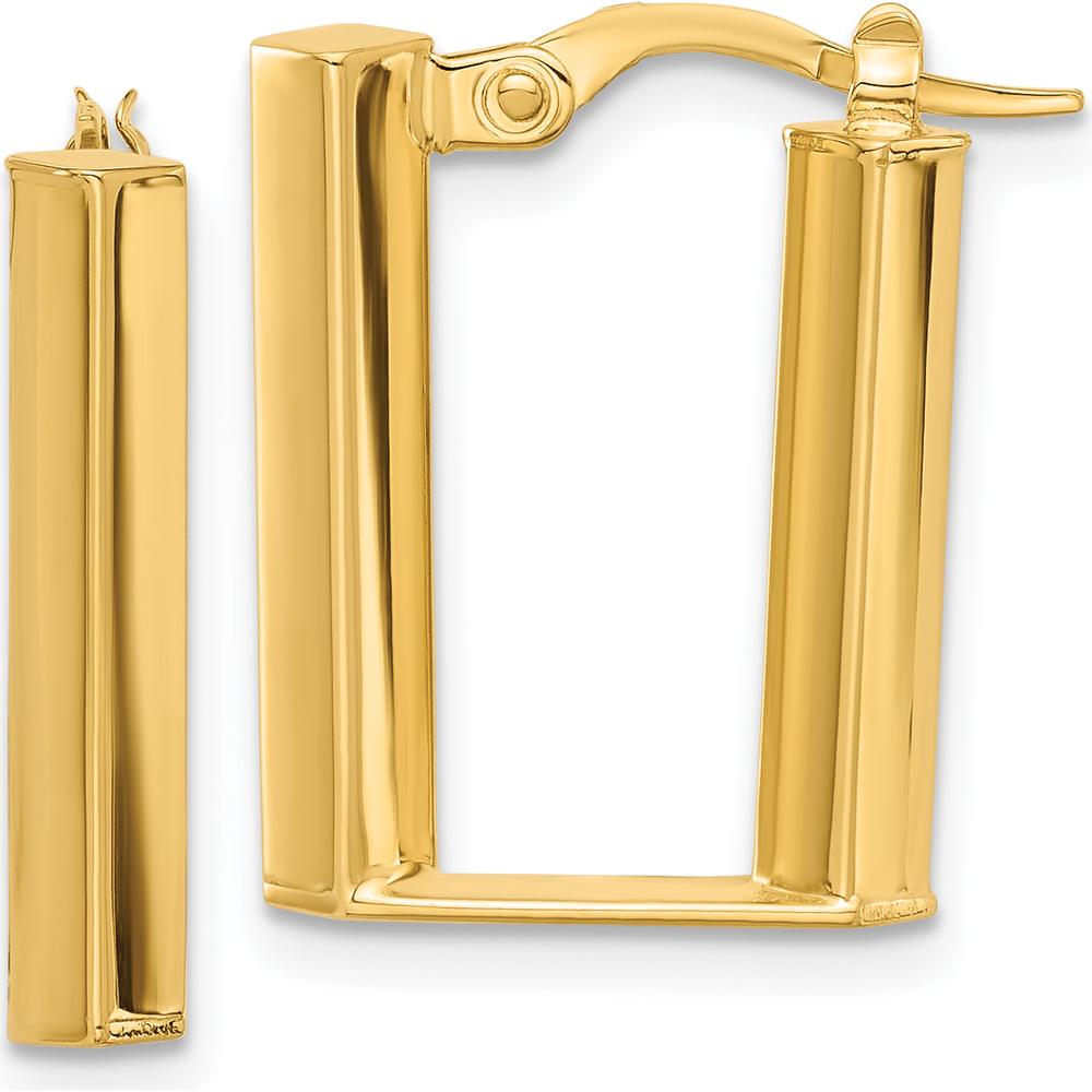 14K Yellow Gold Polished U-Shape Hoop Earrings - 21mm Length by 0
