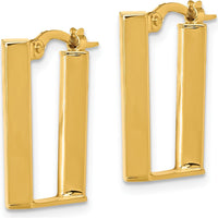 14K Yellow Gold Polished U-Shape Hoop Earrings - 21mm Length by 0