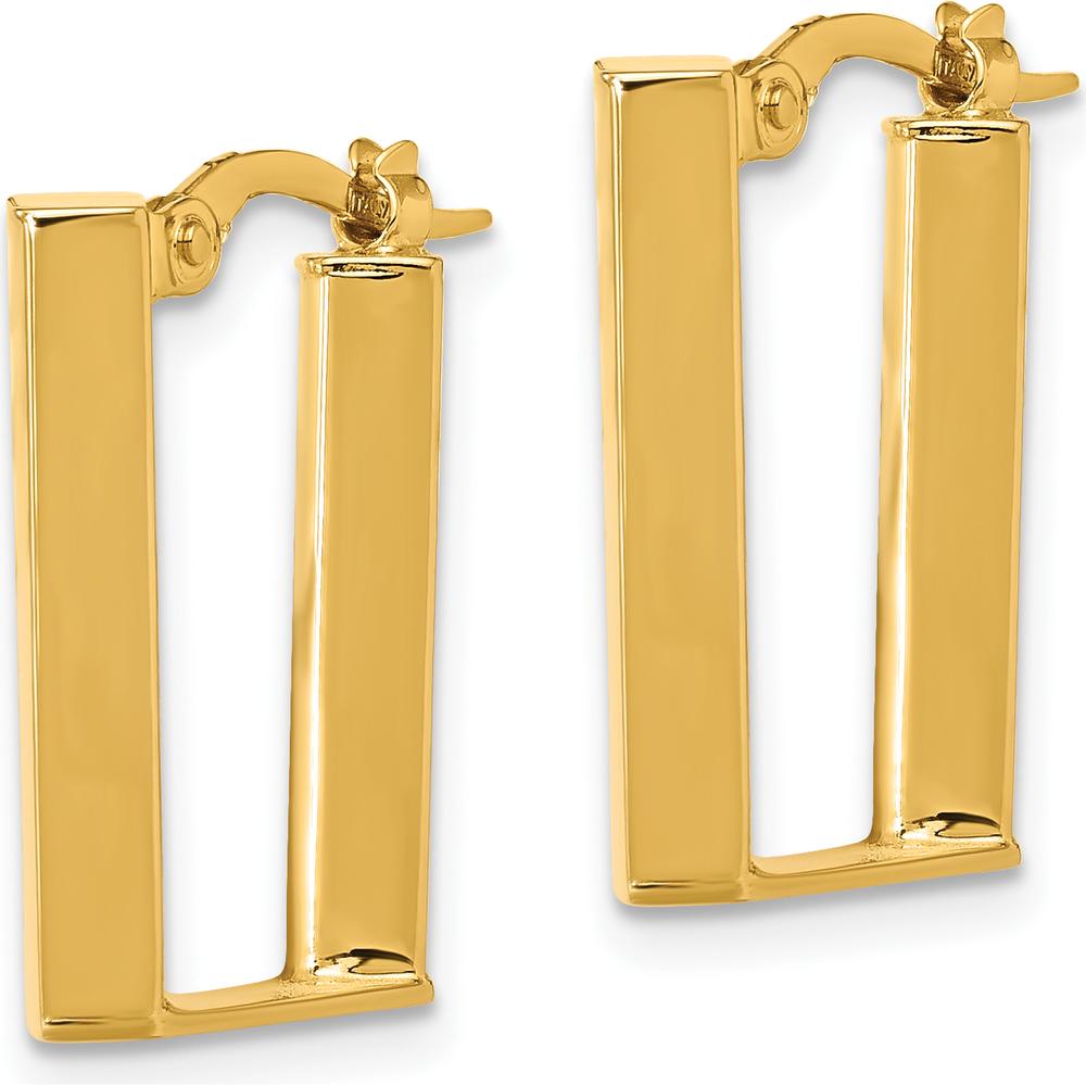 14K Yellow Gold Polished U-Shape Hoop Earrings - 21mm Length by 0