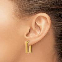 14K Yellow Gold Polished U-Shape Hoop Earrings - 21mm Length by 0
