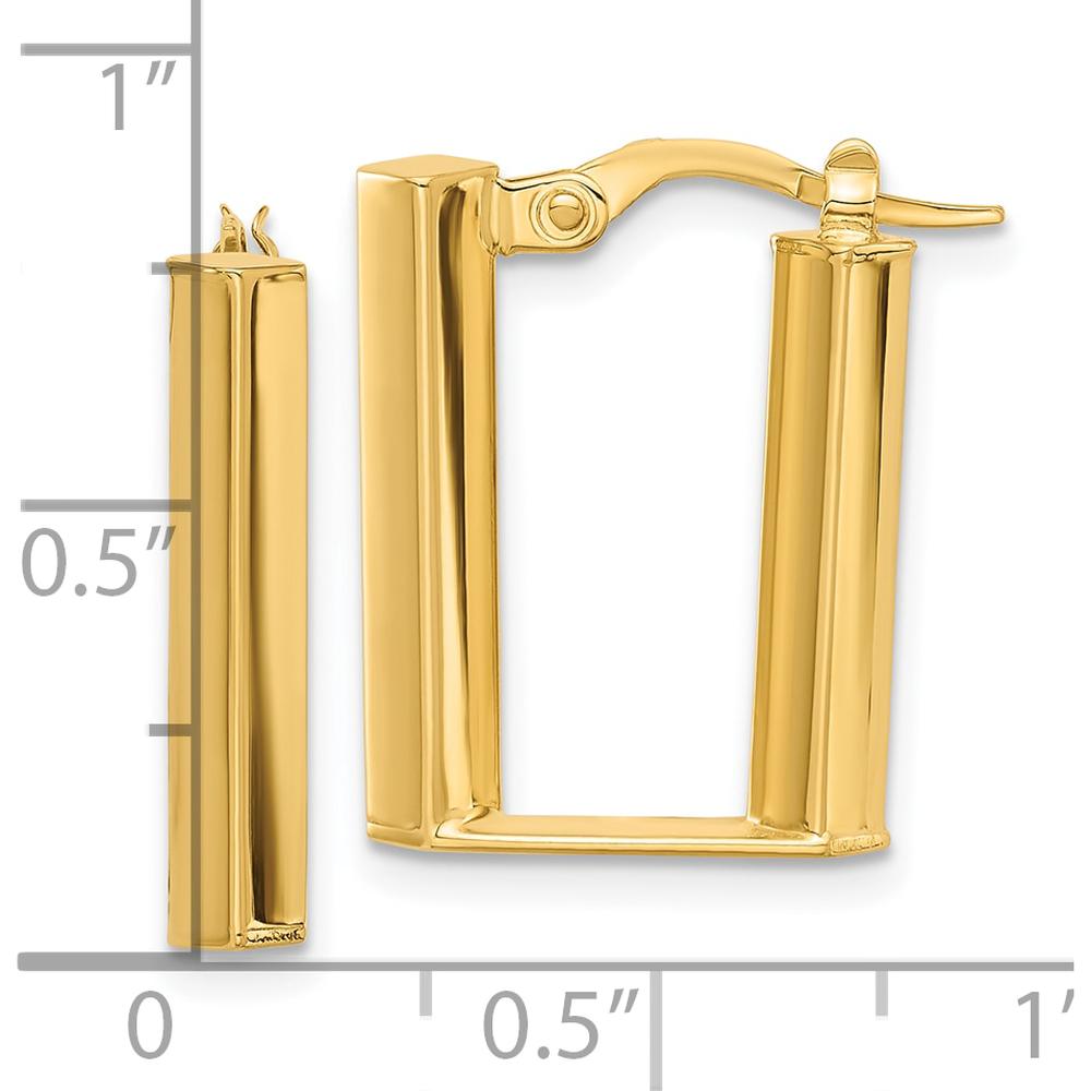 14K Yellow Gold Polished U-Shape Hoop Earrings - 21mm Length by 0