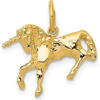 14K Yellow Gold Polished Unicorn Charm Pendant - 16.5mm Length