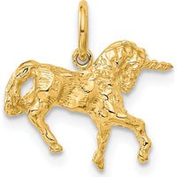 14K Yellow Gold Polished Unicorn Charm Pendant - 16.5mm Length