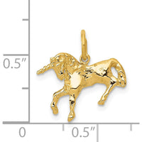 14K Yellow Gold Polished Unicorn Charm Pendant - 16.5mm Length