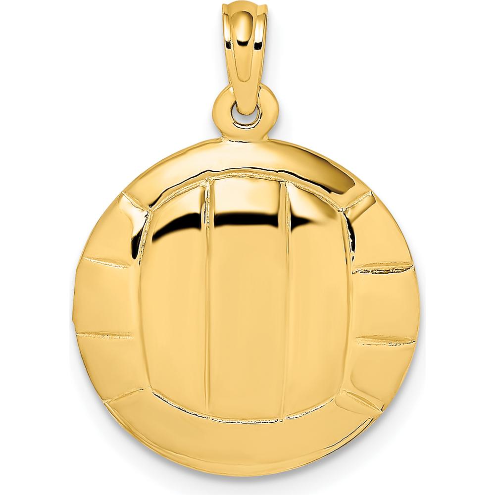 14K Yellow Gold Polished Volleyball Charm Pendant - 17.5mm Diameter by Oro Pregiato
