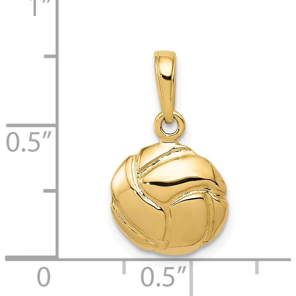 14K Yellow Gold Polished Volleyball Charm - Solid Domed Design by Oro Pregiato