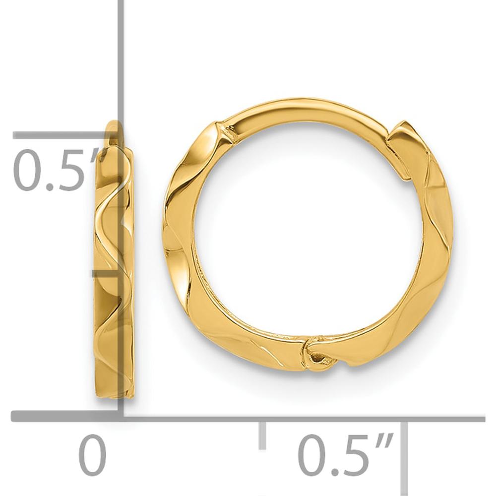 14K Yellow Gold Polished Wavy Hinged Hoop Earrings - 12.3mm Length, 13mm Width by Oro Pregiato