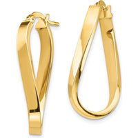 14K Yellow Gold Polished Wavy Hoop Earrings - 3mm Thickness by 0