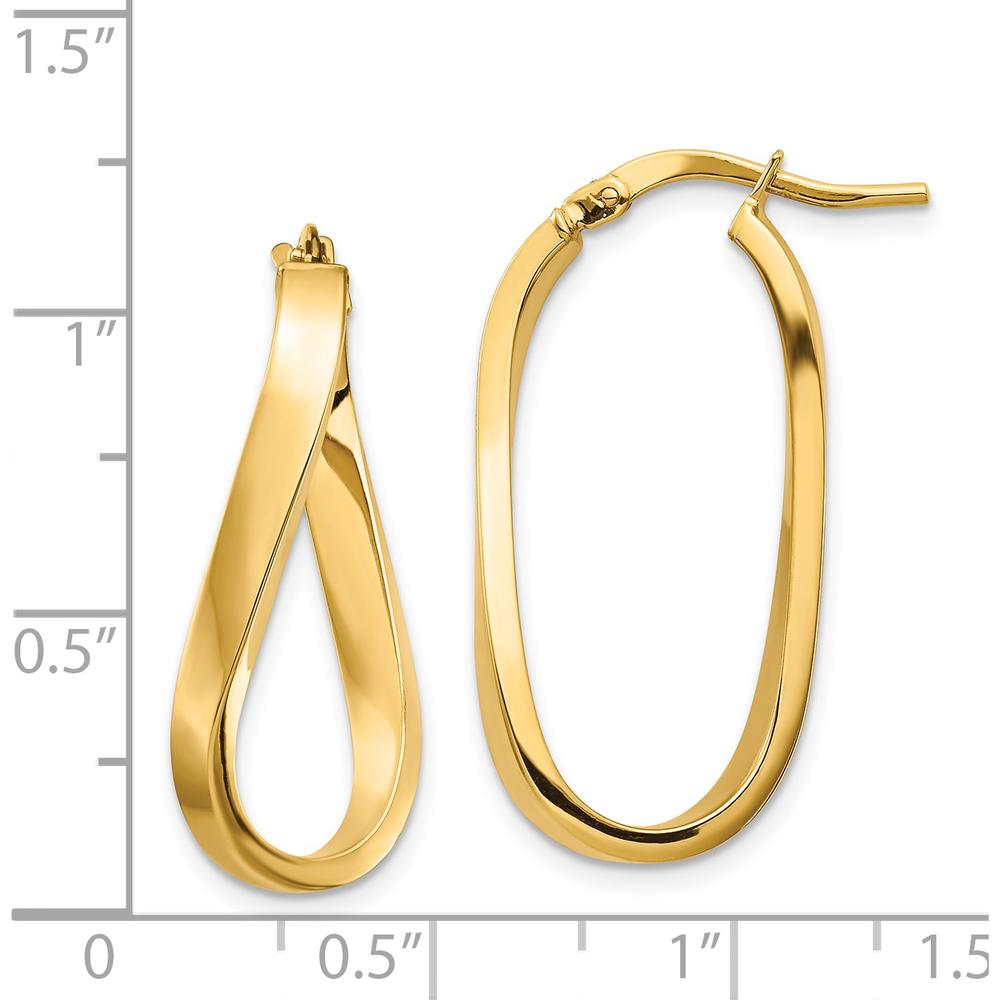 14K Yellow Gold Polished Wavy Hoop Earrings - 3mm Thickness by 0