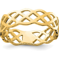 14K Yellow Gold Polished Weave Fashion Ring - 5.6mm Wide Band by Oro Pregiato