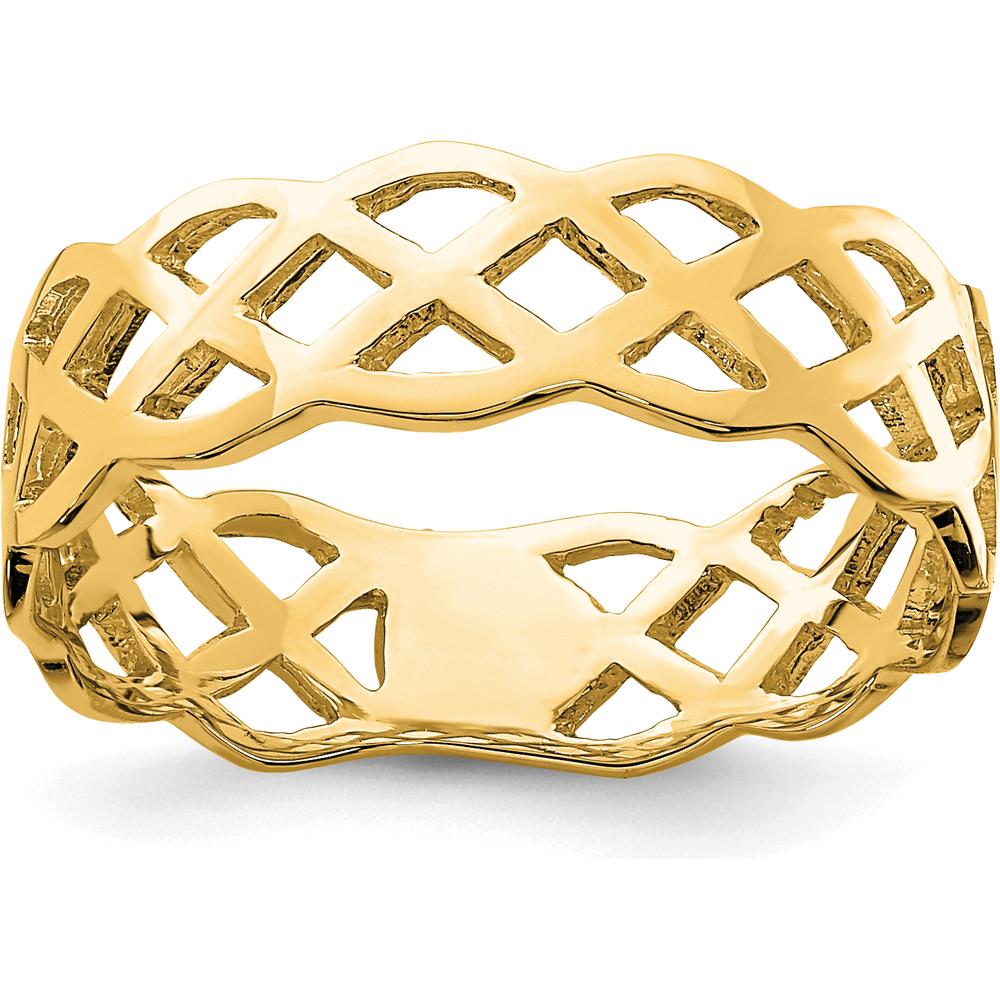 14K Yellow Gold Polished Weave Fashion Ring - 5.6mm Wide Band by Oro Pregiato
