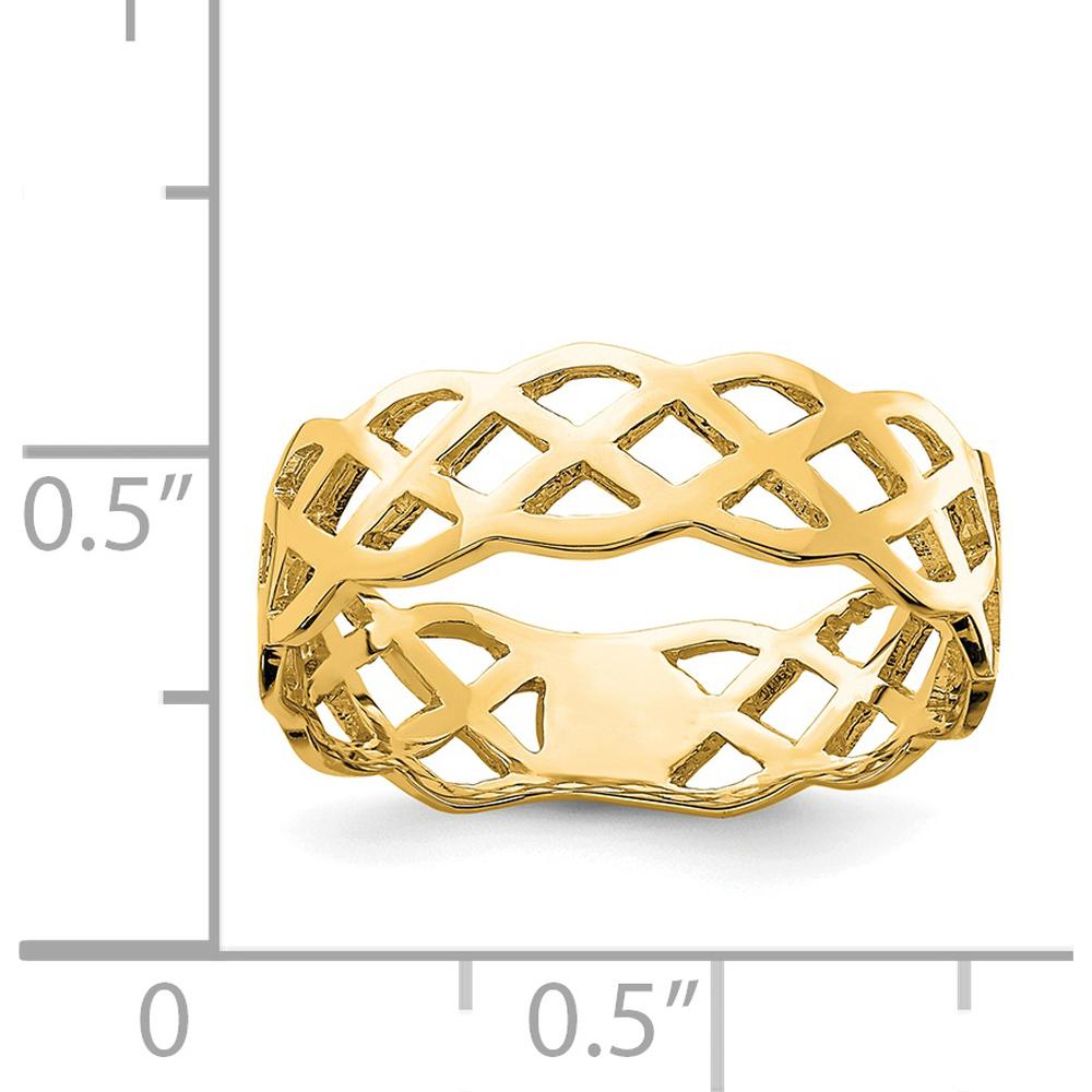 14K Yellow Gold Polished Weave Fashion Ring - 5.6mm Wide Band by Oro Pregiato