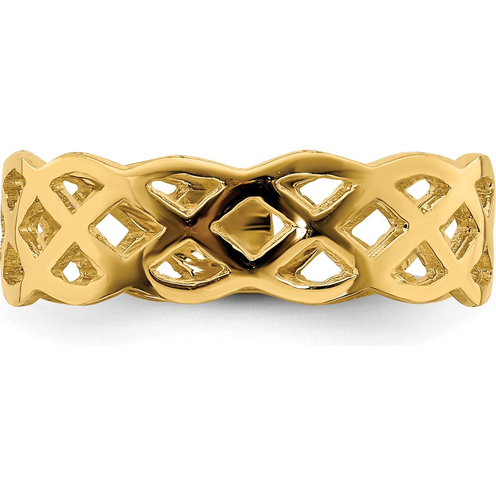 14K Yellow Gold Polished Weave Fashion Ring - 5.6mm Wide Band by Oro Pregiato